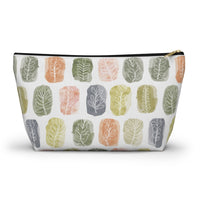Watercolor Leaf Stamp Accessory Pouch w T-bottom in Green